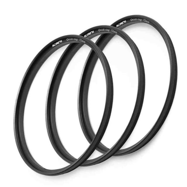 KANI フィルタークイックリリース Quick ring 3個セット 押込装着 ねじ込み不要 フィルターアクセサリ アルミ製 (72mm)