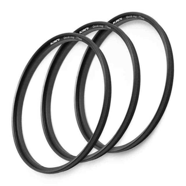KANI フィルタークイックリリース Quick ring 3個セット 押込装着 ねじ込み不要 フィルターアクセサリ アルミ製 (77mm)