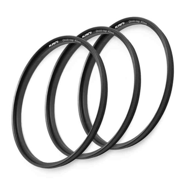 KANI フィルタークイックリリース Quick ring 3個セット 押込装着 ねじ込み不要 フィルターアクセサリ アルミ製 (82mm)