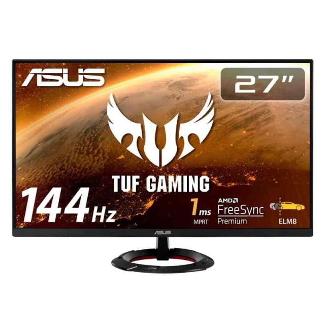 中古：ASUS ゲーミングモニター TUF Gaming VG279Q1R 27インチ フルHD IPS 144Hz 1ms HDMI×2 DP Adaptive-sync ELMB 2W+2Wステレオスピーカー搭載