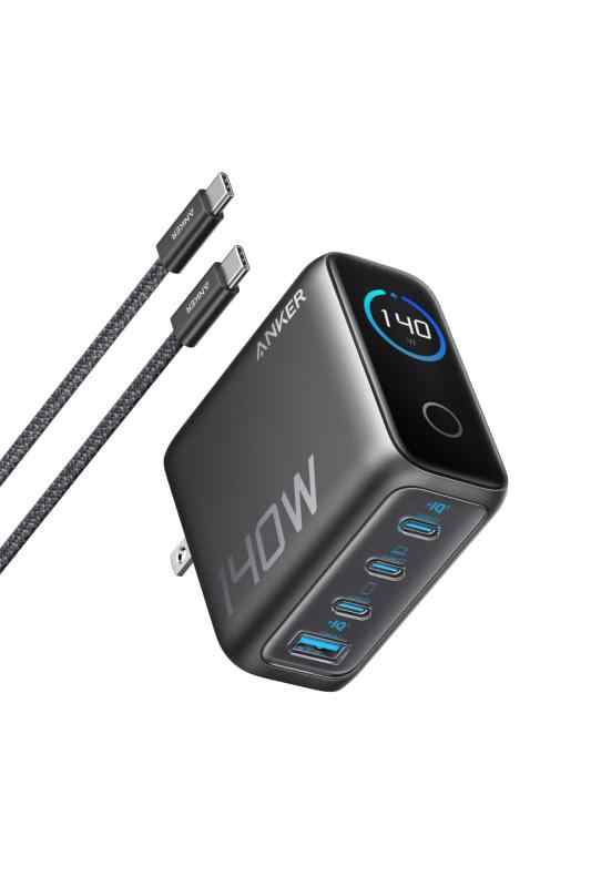 中古：Anker Charger (140W, 4 Ports) with USB-C & USB-C ケーブル 【PSE技術基準適合/折りたたみ式プラグ】MacBook PD対応Windows PC iPad iPhone Galaxy Android