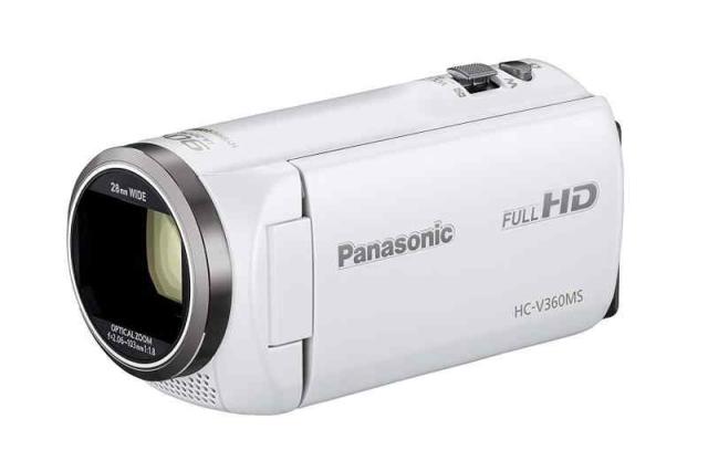 中古：パナソニック HDビデオカメラ V360MS 16GB 高倍率90倍ズーム ホワイト HC-V360MS-W