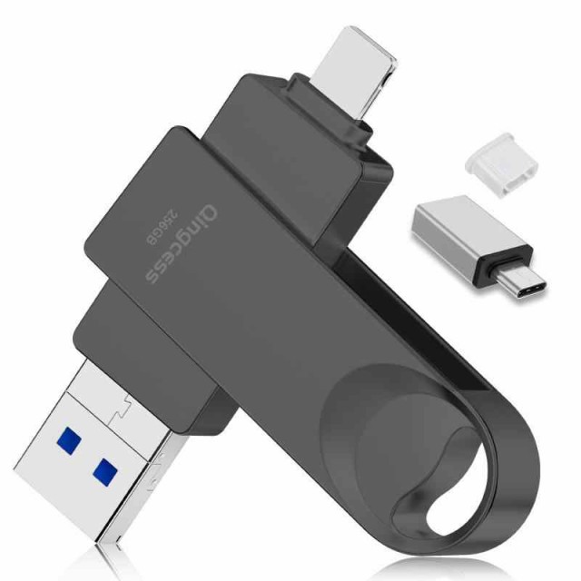 【アプリ不要 アルバムから直接保存 】 フラッシュメモリ IOS/Android/PC USB3.0高速 4 in1 Phone usbメモリー タイプc ストレージ容量不