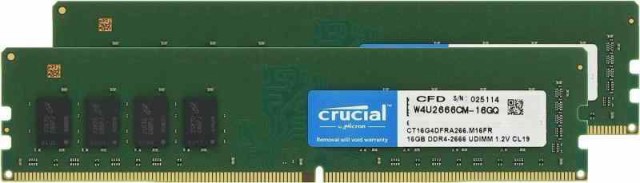 CFD販売 デスクトップPC用メモリ DDR4-2666 (PC4-21300) 16GB×2枚 (32GB) 288pin 相性 無期限 Crucial by Micron W4U2666CM-16GQ