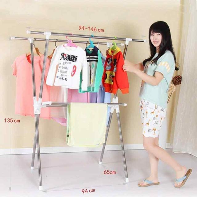 約5人用の洗濯物干しスタンド、ステンレス製で耐荷重60KGの防錆仕様