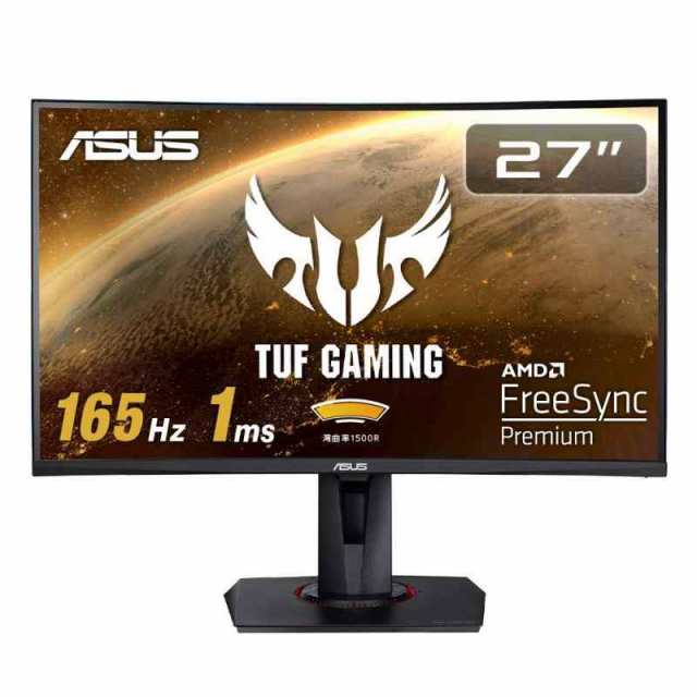 ASUS TUF Gaming ゲーミングモニター VG27VQ 27インチ湾曲 フルHD 165Hz 1ms HDMI DP DVI Freesync Premium ELMB