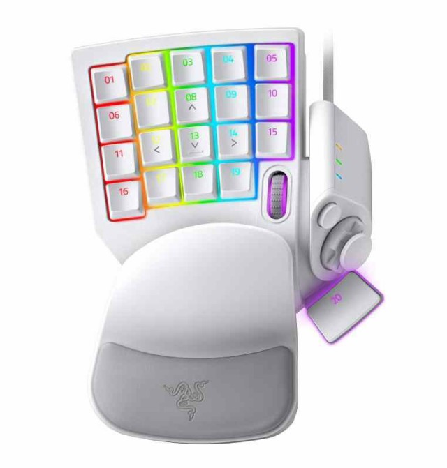 Razer Tartarus Pro Mercury White 左手キーパッド 20個のアナログ動作スイッチ ホイール付 8方向サムパッド 32キーすべてをカスタマイズ