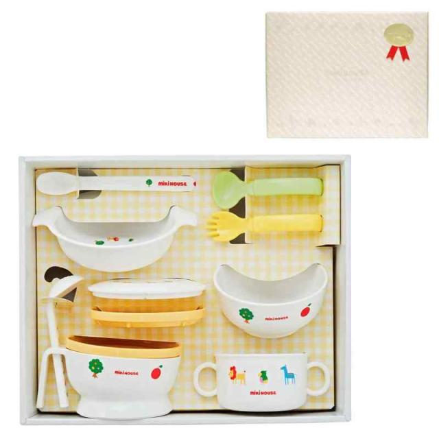 [ミキハウス] テーブルウェアセット 【ラッピング済】 ご出産祝い ベビー食器セット 日本製 離乳食 男の子 女の子 ベビー キッズ 赤ちゃん ベビー服 子供服 ギフト 06-7124-820 白 (1個 (x 1), 白)の通販は