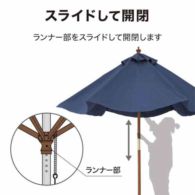 タカショー 日よけ ウッドパラソル 2.1ｍ ネイビーブルー 【PAL-21BL】 ガーデン ファニチャー 紫外線カット 撥水加工