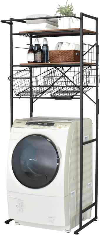 ekans(エカンズ) 棚付きランドリーラック (バスケットタイプ, ブラック)の通販は 9,459円