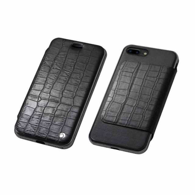 Deff ディーフ iPhone 8 / 7 対応 HYBRID Case UNIO for iPhone 7 Genuine Leather (iPhone 7 Plus  iPhone 8 Plus 本革ブラック+アルミブラック)