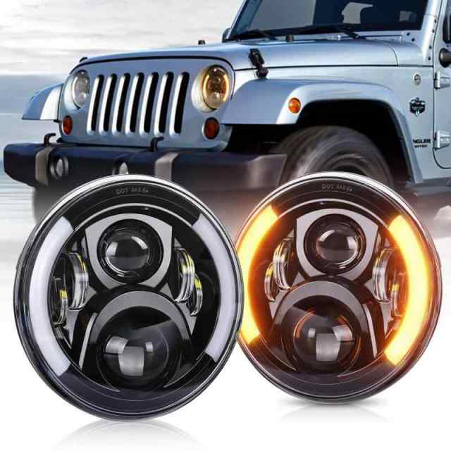 ７インチ ledヘッドライト, MOVOTOR ラングラー ヘッドライト ウィンカーやDRL機能付き HI/Loビーム ジムニー JA 11 ラングラー JK TJ 2個セット