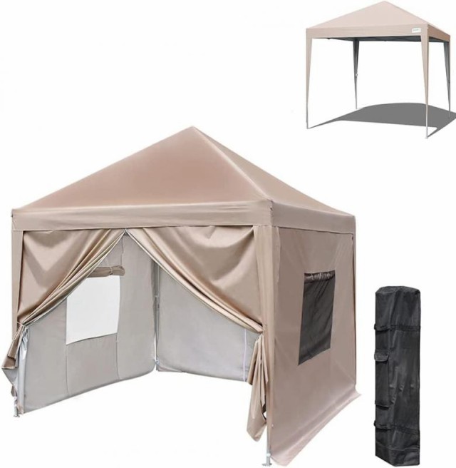 ADVANCE OUTDOOR ワンタッチ タープテント 3段階調節 3m/2.5m/2m UVカット 耐水 (ベージュ 3m)