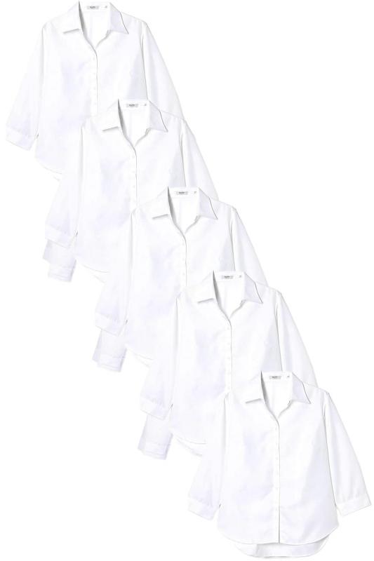 アトリエサンロクゴ レディース シャツ ブラウス 5枚セット 事務服 制服 ワイシャツ ビジネスワイシャツ l1-l22-5set (S, l1-03-c5)