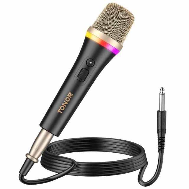 TONOR ダイナミックマイク（6.35mmプラグ 長さ5M XLRケーブル付き）、ボーカルマイク 、単一指向メタルハンドヘルド有線RGBマイク カラオケマシン/スピーカー/アンプ/ミキサー対応（家庭カラオケ、イベント スピーチ、 会議、録音、結婚式、野外の通販は