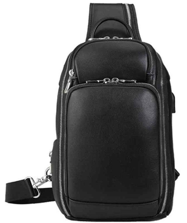 Lannsyne 本革 ボディ ワンショルダー メンズ レザー 大容量 USBポート 9.7インチ iPad対応 多機能 斜め掛け 自転車 カジュアル 鞄 (ブラック)