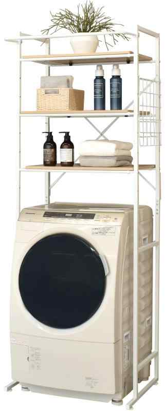 ekans(エカンズ) 棚付きランドリーラック (棚3段タイプ, ホワイト)