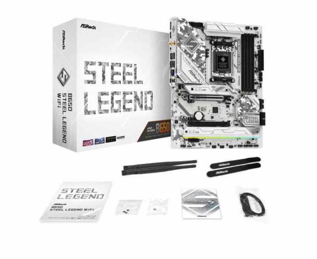 ASRock マザーボード B650 Steel Legend WiFi AMD Ryzen 7000 シリーズ CPU (Soket AM5) 対応 B650 チップセット DDR5 ATX マザーボード