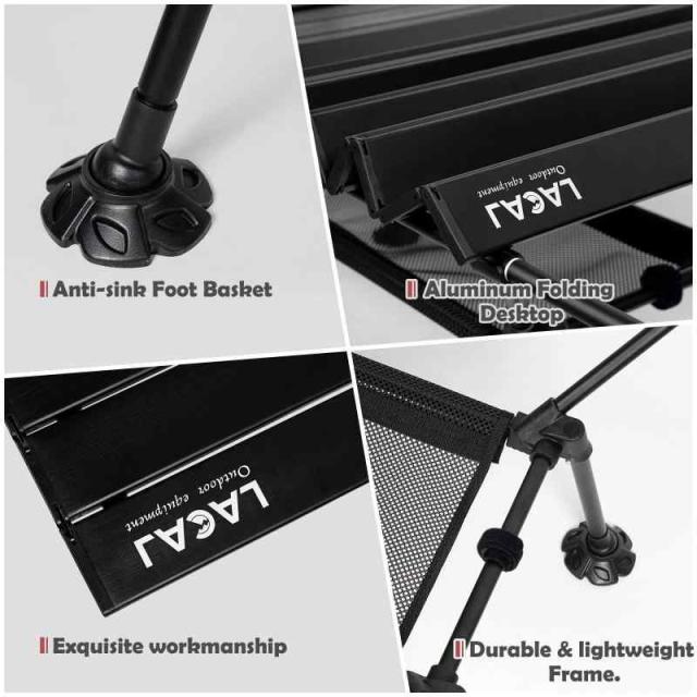 LACAL アウトドアテーブル ロールテーブル キャンプテーブル 折り畳み式 103/126*60*58/45/17.5cm 簡単組立 3階段高さ調整可能 BBQ アウトドア用 (Medium) LACAL アウトドアテーブル ロールテーブル キャンプテーブル 折り畳み