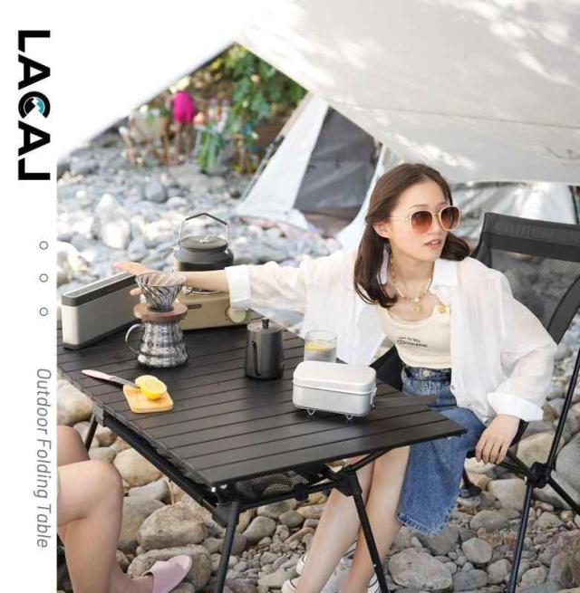 LACAL アウトドアテーブル ロールテーブル キャンプテーブル 折り畳み式 103/126*60*58/45/17.5cm 簡単組立 3階段高さ調整可能 BBQ アウトドア用 (Medium) LACAL アウトドアテーブル ロールテーブル キャンプテーブル 折り畳み