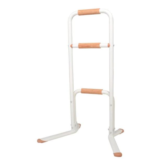 楽々健 立ち上がり補助手すり3段 ホワイト 【簡単組み立て】 手すり高さ30/60/80cm 3段手すり 手すり幅30cm 重量1.6kg 軽量 高耐久 介護用品 福祉用品 補助器具 立ち上がり手摺り 立ち上がりサポート アルミ 玄関 階段 トイレ リビンの通販は 8,252円