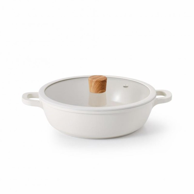 SENSARTE 両手鍋 卓上鍋 すき焼き鍋 (ホワイト＆茶色(セラミック）, 24cm)の通販は 4,681円