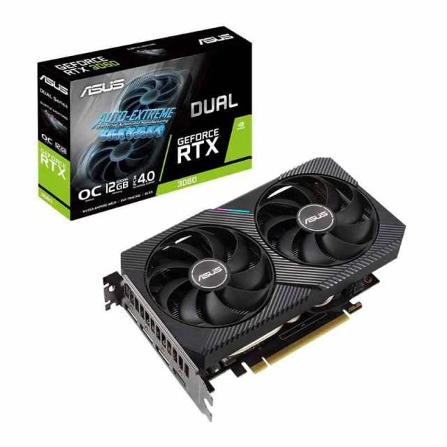 ASUSTek NVIDIA RTX3060 搭載 Axial-techファンと2スロット設計 DUAL-RTX3060-O12G-V2