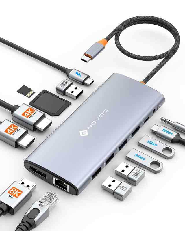 NOVOO USB C ハブ 4K HMDI (14in1 2つHDMI＋DP)