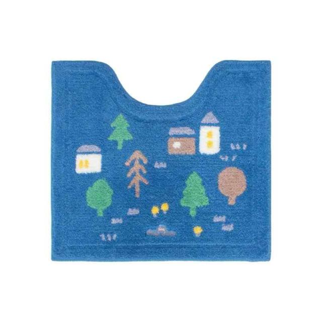 オカ(OKA) ナタルシーナリー トイレマット 約55cm×60cm ネイビー (北欧 かわいい うさぎ リラックス)