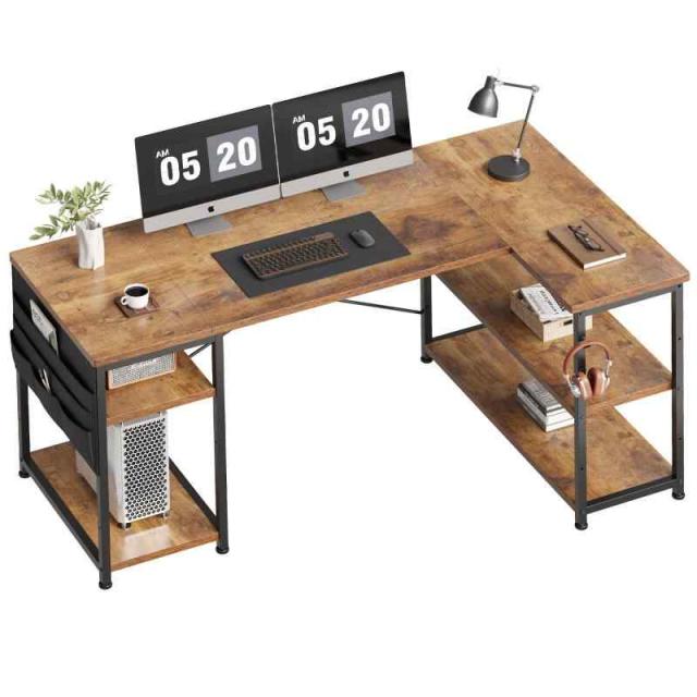【ダークブラウン】パソコンデスク引き出し付き3段シェルフ付パソコンデスク学習机 パソコンデスク 引き出し付き 3段シェルフ付 パソコンデスク 木製