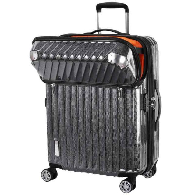 [トラベリスト] スーツケース ジッパー トップオープン モーメント 拡張機能付き 61L (ブラックカーボン, One Size)の通販は 18,649円