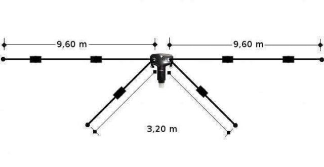 第一電波工業　ダイヤモンド　W8010　HF帯（3.5/7/14/21/28MHz）5バンドダイポールアンテナ