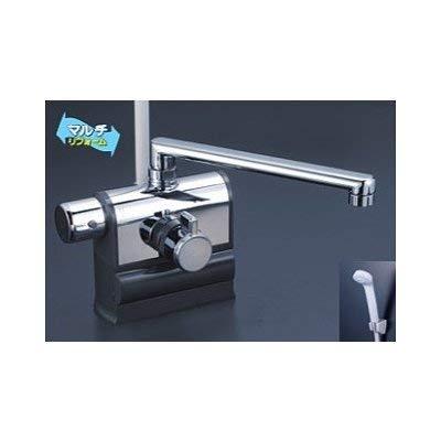 KVK デッキ形サーモスタット式シャワー 左ハンドル仕様 (240mmパイプ付) KF3008LR2 グレーの通販は