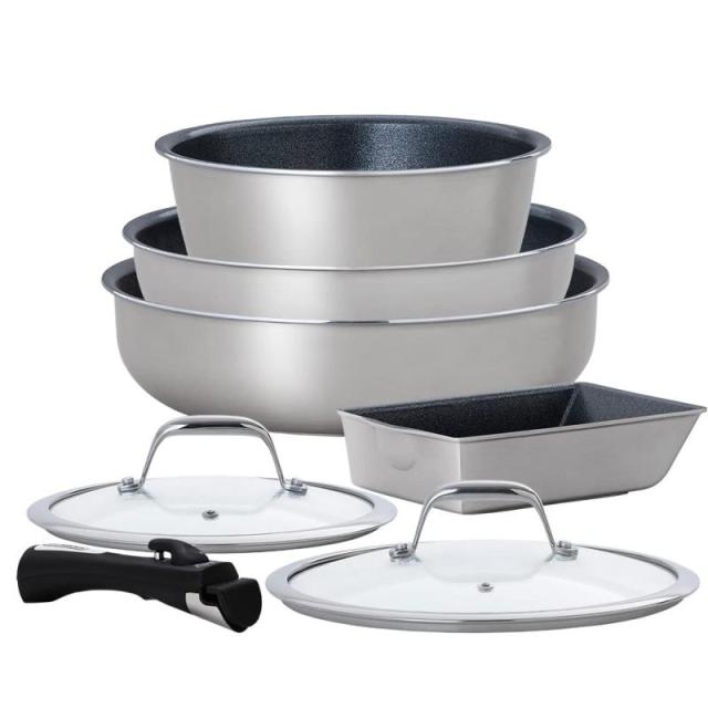 【ダイヤモンドグレイス取手着脱】 アイリスオーヤマ フライパン 鍋 セット フライパンセット IH ガス火対応 (シルバー)の通販は