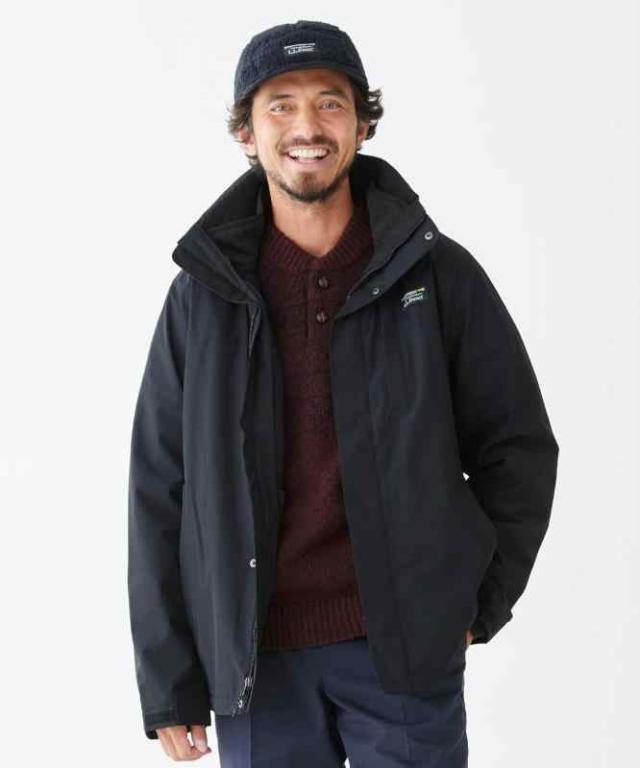 L.L.Bean（エルエルビーン） メンズ エル・エル・ビーン・セーター・フリース 3イン1 ジャケット (L, オレンジ/グレー)