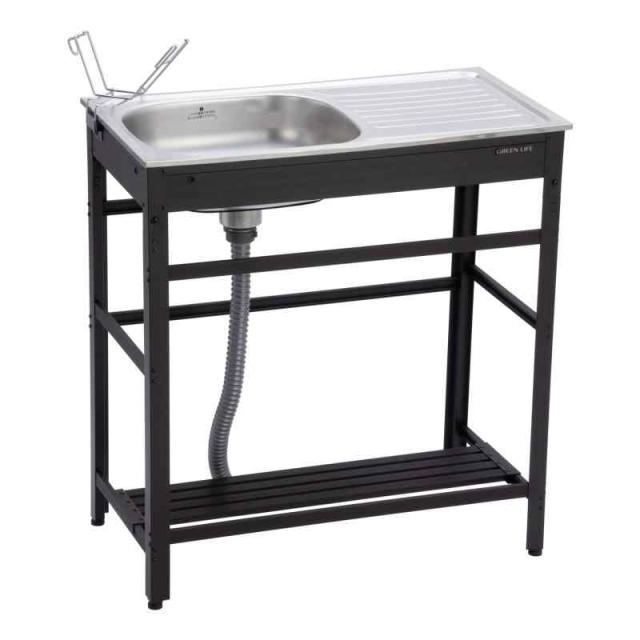 グリーンライフ 流し台 ブラウン 奥行40×高さ80×幅75cm アルミ作業スペース付き AND-75の通販は