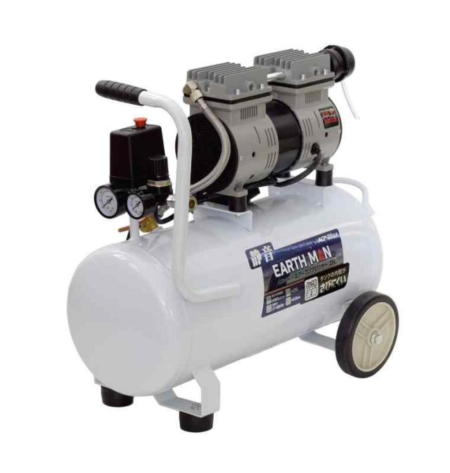 高儀(Takagi) 静音オイルレス エアーコンプレッサー 25L ACP-25SLB【オイルレスで簡単メンテ】【早いエアー充填】【タイヤ交換、空気入れ、エアブラシなど】EARTH MAN 100V 静音 小型の通販は