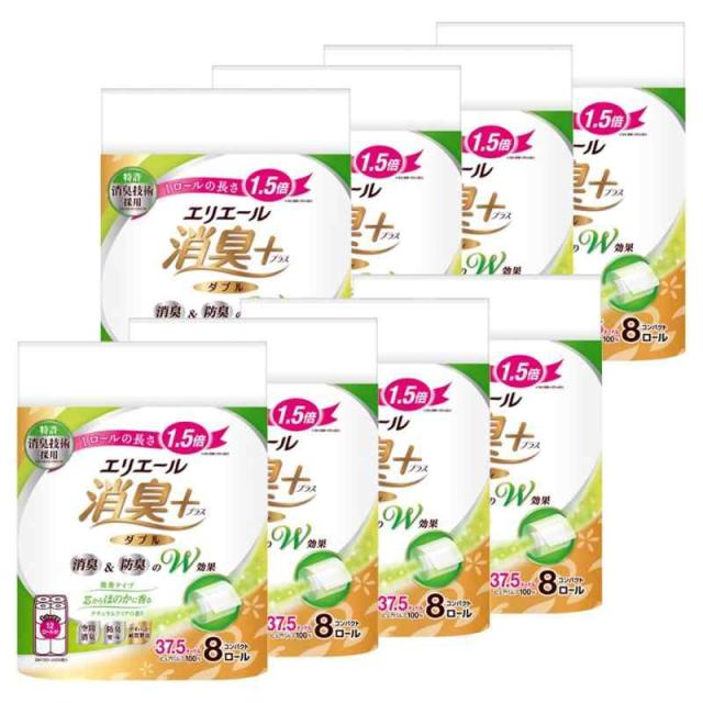 エリエール トイレットペーパー 消臭プラス(+) 1.5倍巻き 37.5m× (64ロール(8ロール×8パック))の通販は 5,422円