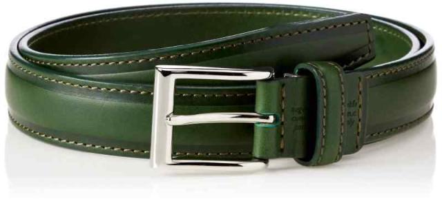 [プレリーギンザ] 牛革 イタリア ブッテーロ ベルト NB16310 メンズ (フリーサイズ（ウエストサイズ95cmまで）, グリーン)