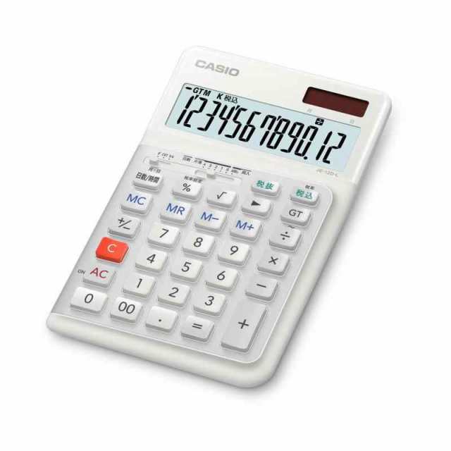 カシオ 人間工学電卓 左手用 12桁 日数&時間計算機能 ジャストタイプ ブラック JE-12D-L-WE-N エコマーク認定