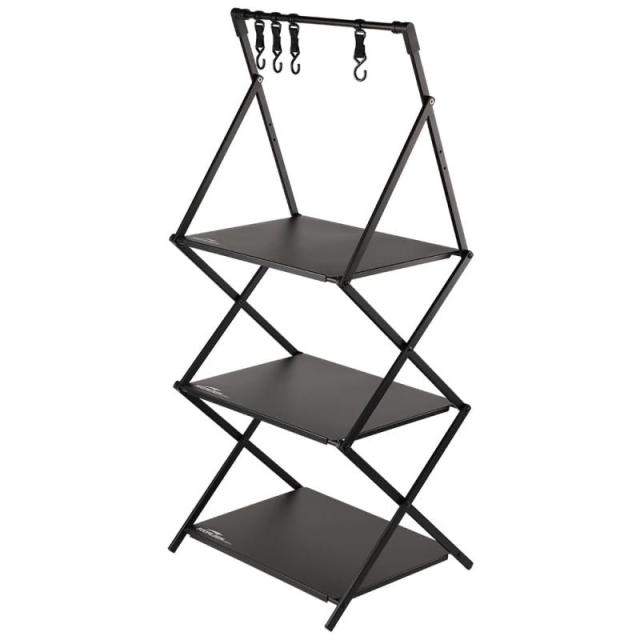 Soomloomフォールディングラック X-FOLD3段キャンプラックアルミニウム合金金属製収納棚省スペース折り畳み式軽量コンパクトポータブルキャンプ物置棚アウトドア/キャンプギア分類整理収納