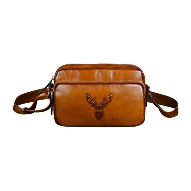 [Ｗｈａｔｎａ] アンティーク風合い鞣し天 然 牛革ショルダーバッグ メンズ 斜め掛け ボディバッグ 胸バッグ 本 革 小さめビジネスバッグ ipad Mini収納可 肩掛け 通勤 通学 斜めがけバッグ 小さめメッセンジャーバッグ 自転車 かばん (ブラウ