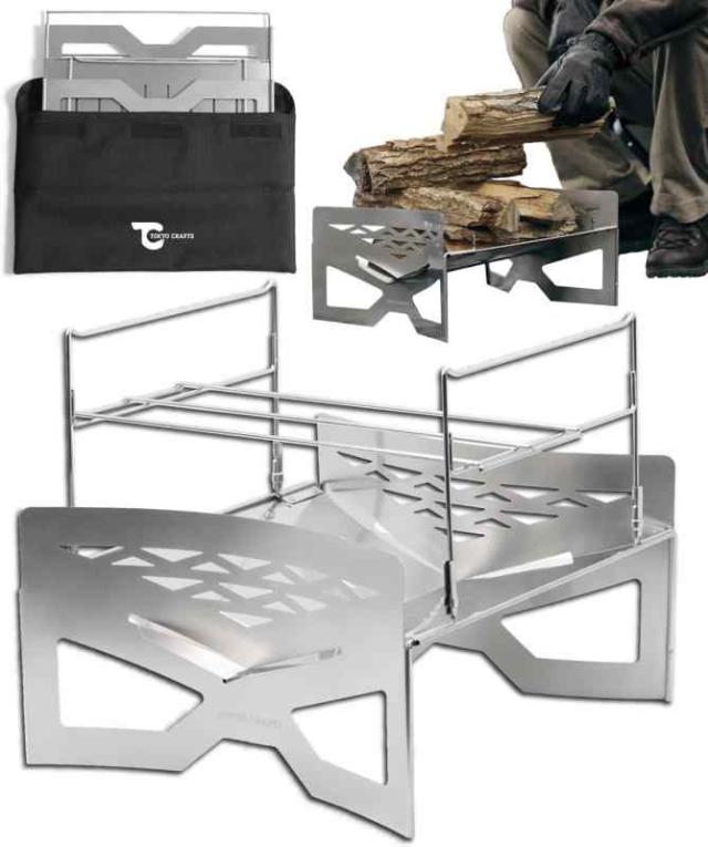 TOKYO CRAFTS マクライト2 焚き火台 【コンパクト/大型/軽量/薪割り不要/組み立て簡単/ゴトク付き】 ソロ ファミリー 焚火調理 火力調整不要 (ｽﾃﾝﾚｽ製 / ﾏｸﾗｲﾄ2)