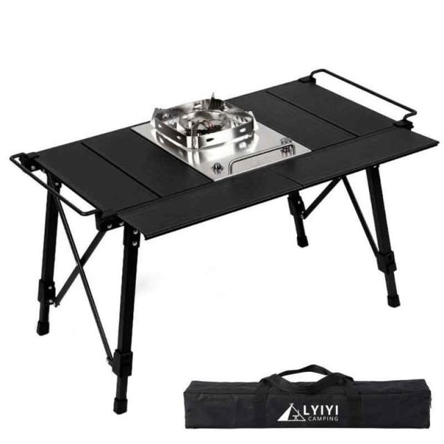 LYIYI IGTテーブル アウトドア 折りたたみ キャンプ 3ユニット調節可能 高さ無段階調節 頑丈アルミ合金 8枚パネル マルチキッチン バーベキュー 収納ケース付 (3ユニットigtテーブル)