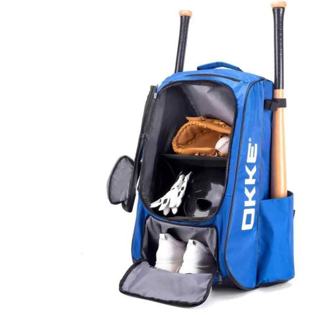 60L 野球 リュック （ クーラー バッグ 付き）、 大容量 野球用 バッグリュック （ バット ４本 収納 バックパック ） (Blue)
