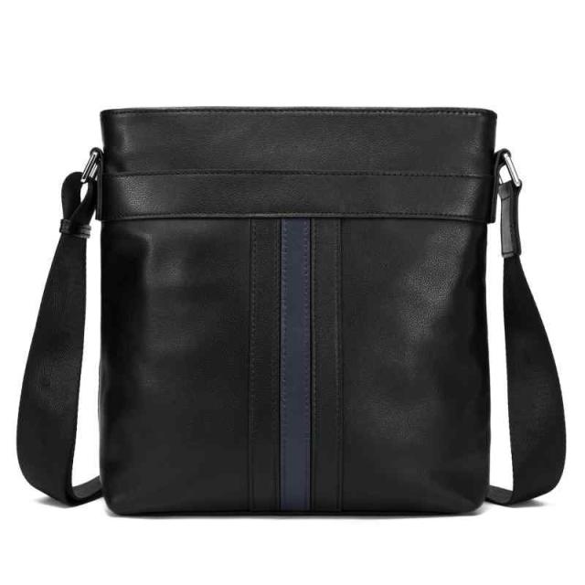 URBANWAYS ショルダーバッグ メンズ 本革 斜めがけ 縦型 メッセンジャーバッ 肩掛けカバン 多機能 9.7インチiPad収納可 防水 2way 通勤 通学 旅行 アウトドア (ブラック)