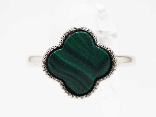 マラカイト 指輪 リング クローバー 四つ葉 malachite 孔雀石 ring