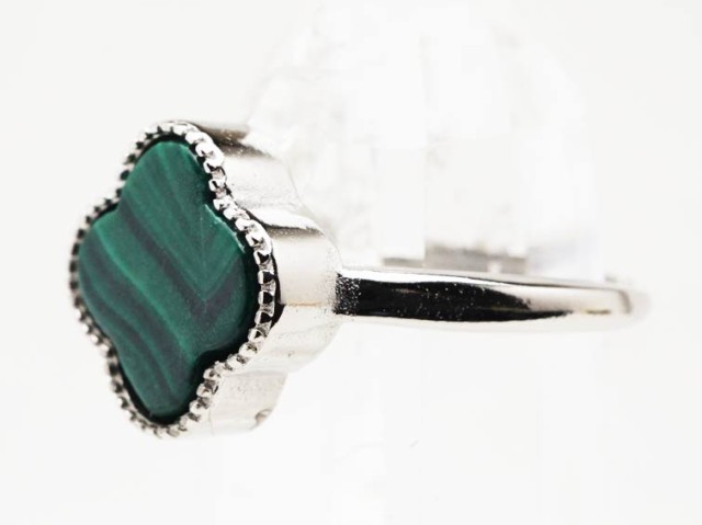 マラカイト 指輪 リング クローバー 四つ葉 malachite 孔雀石 ring