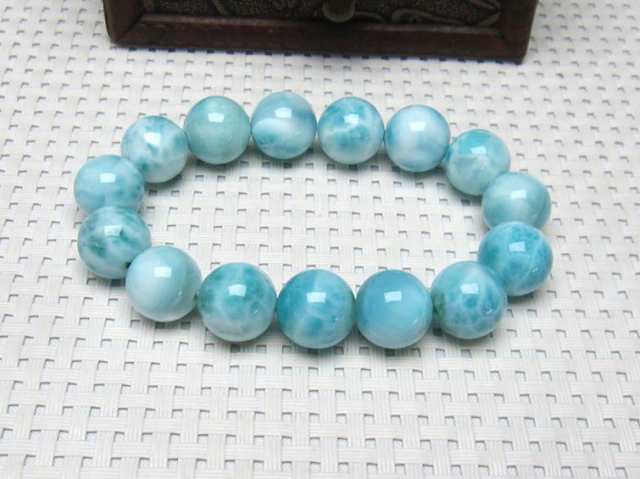 ラリマー ブレスレット 13mm メンズ レディース Larimar [送料無料] 一点物 111-10146