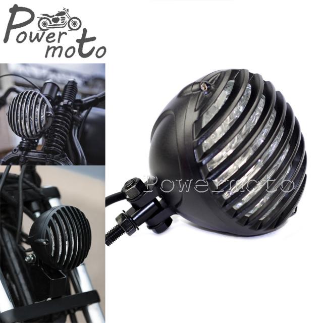 ブラック オールドスクール スカラップ フィン付き ヘッドライト ハーレー カフェレーサー ボバー チョッパー XS650 カスタム ビンテージ ヘッドランプ EMARK 7,293円